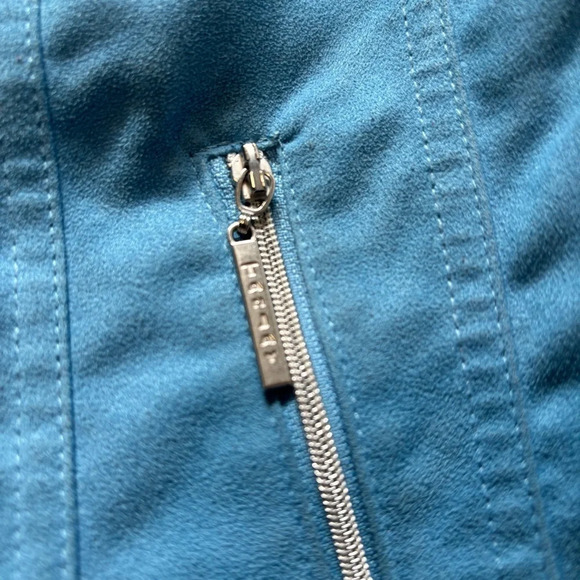 TanJay Zip-Up Faux Suede Moto Style Jacket/Blazer Zip Pockets & Padded Shoulders - Picture 2 of 7